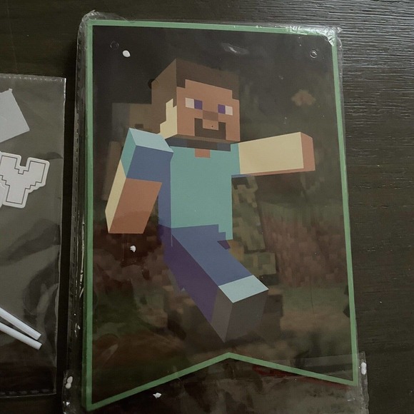 Minecraft Banner Cake Topper Happy Birthday Party Supplies Decorations Videogame - Picture 3 of 4